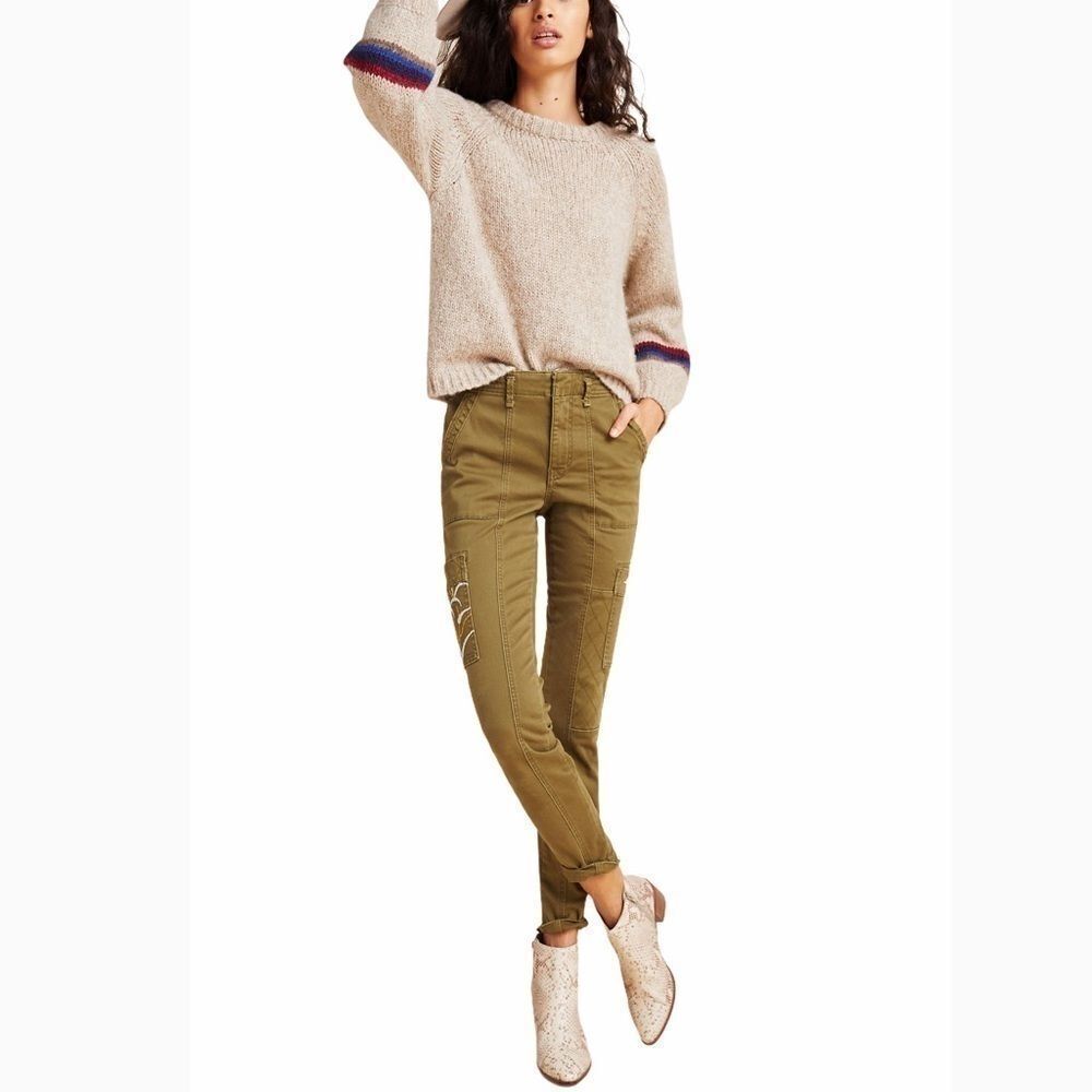Anthropologie Austen Embroidered Utility Pants